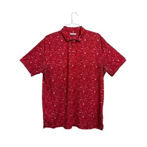 Fore Fathers Polo Shirt Mens XL Red Dog‎ Golf Print Performance Short Sleeve